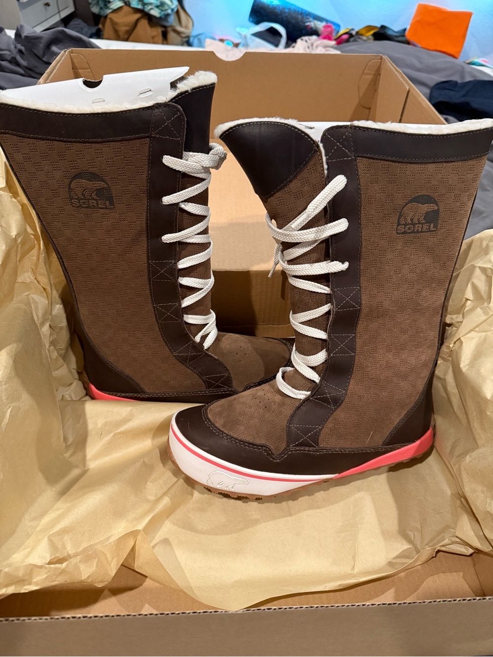 Sorel Mackenzie Brown tall Lace-Up Boots